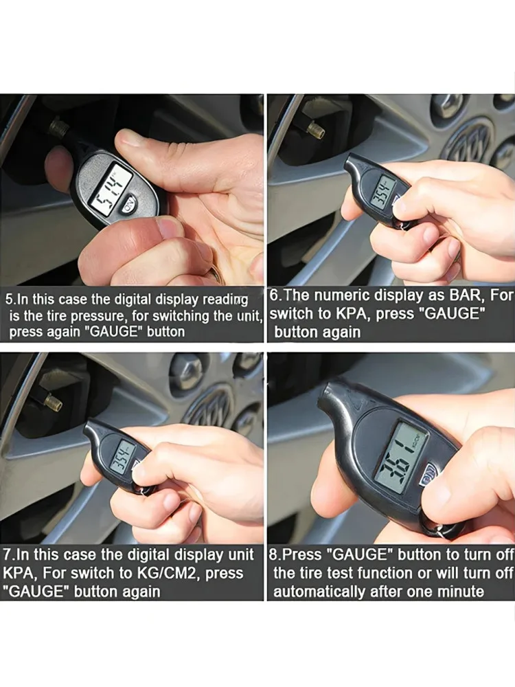 Mini brelok do kluczy Przenośny miernik opon Cyfrowy wyświetlacz LCD Miernik ciśnienia powietrza w samochodzie Automatyczne bezpieczeństwo motocykla