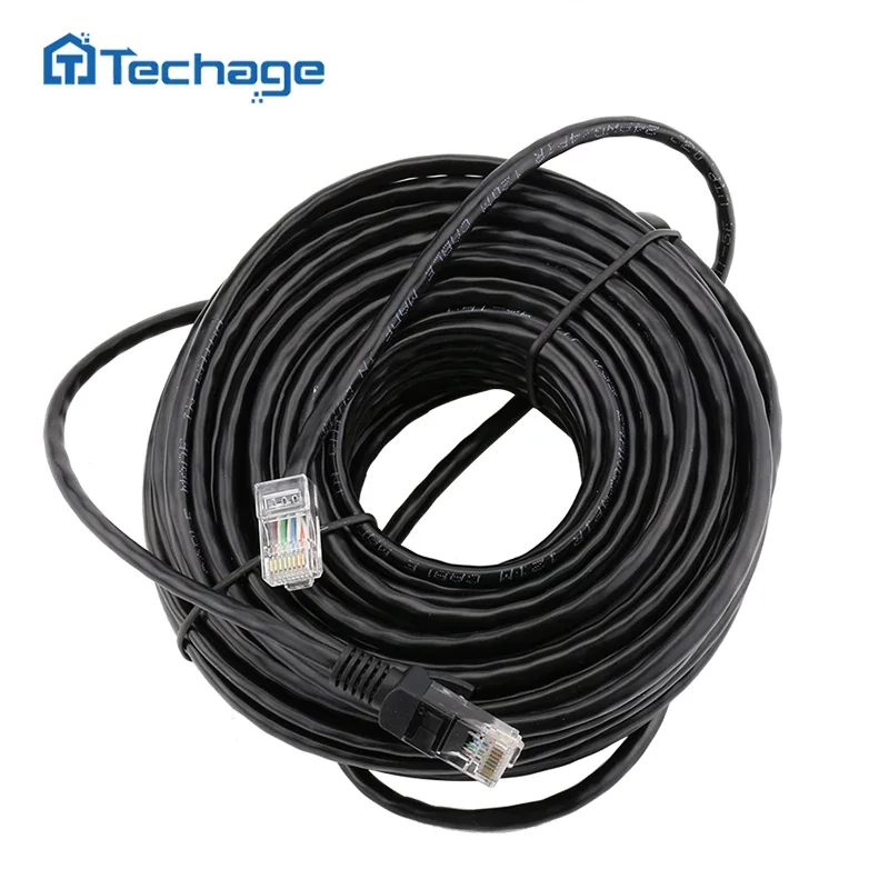 Techage 10M 20M 30M 50M cat5 สายเคเบิลเครือข่าย Ethernet RJ45 Patch กันน้ํากลางแจ้ง LAN สายไฟสําหรับกล้องวงจรปิด POE ระบบกล้อง IP