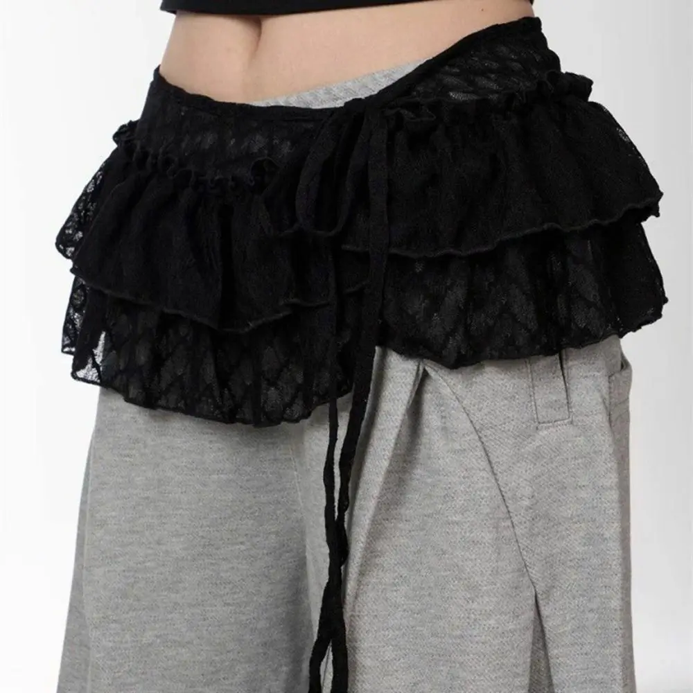 Fashion Balletcore Lace Mini Skirts Korean Style Short Ruffle Skirts Flower High Waist Butt Curtain Women