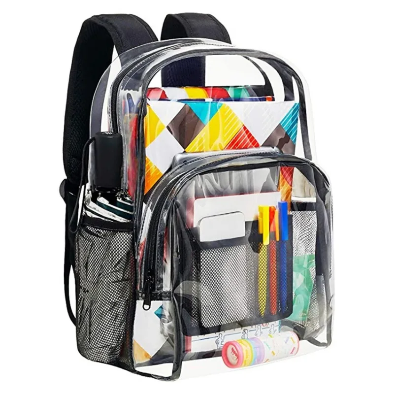 Mochila impermeable transparente, bolso escolar para niña, mochila de gran capacidad, mochila transparente sólida, bolsa de plástico transparente a la moda para hombre