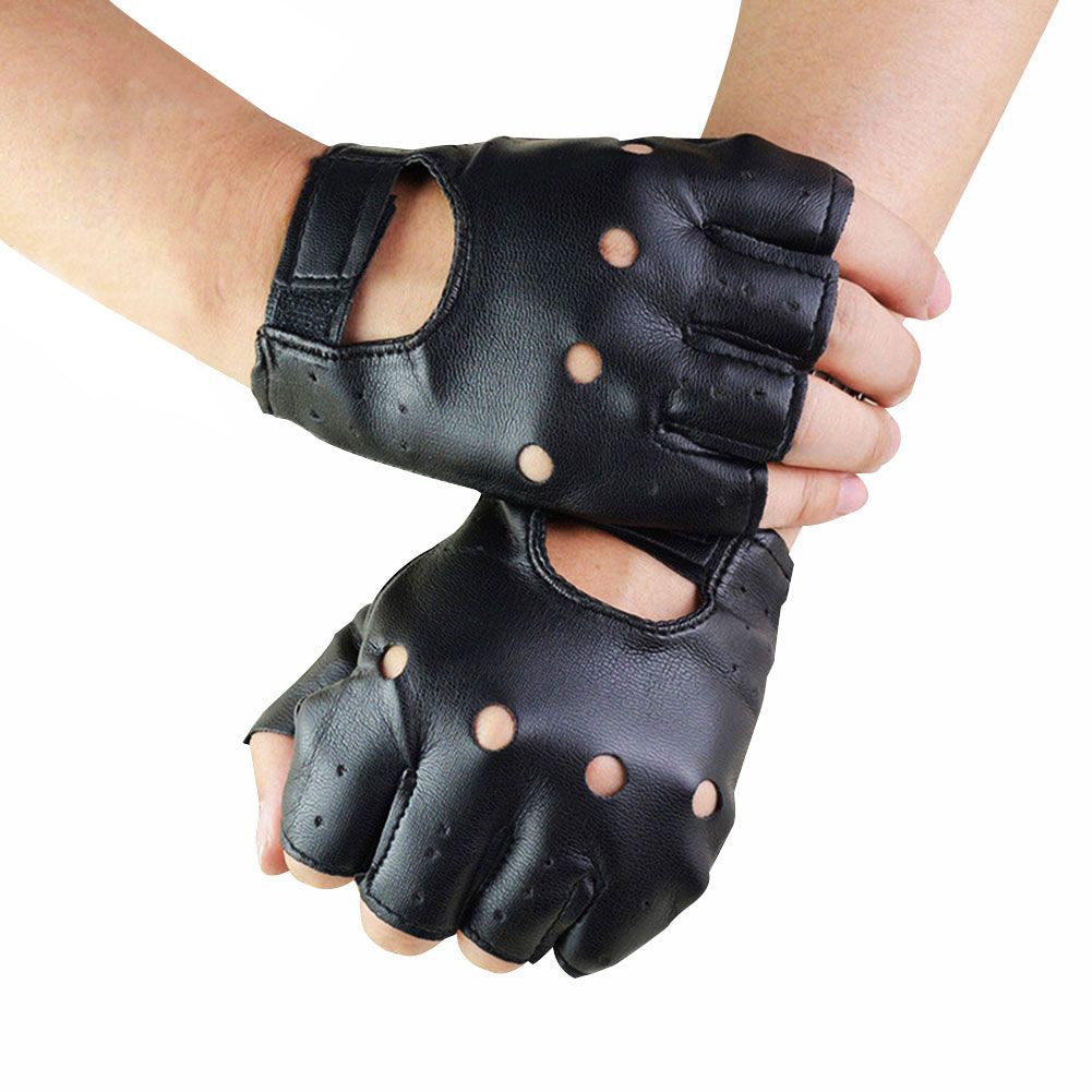 Gants demi-doigts en cuir artificiel pour hommes, unisexe, théâtral, Punk, Hip-Hop, conduite, moto, Performance, fête, mitaines sans doigts