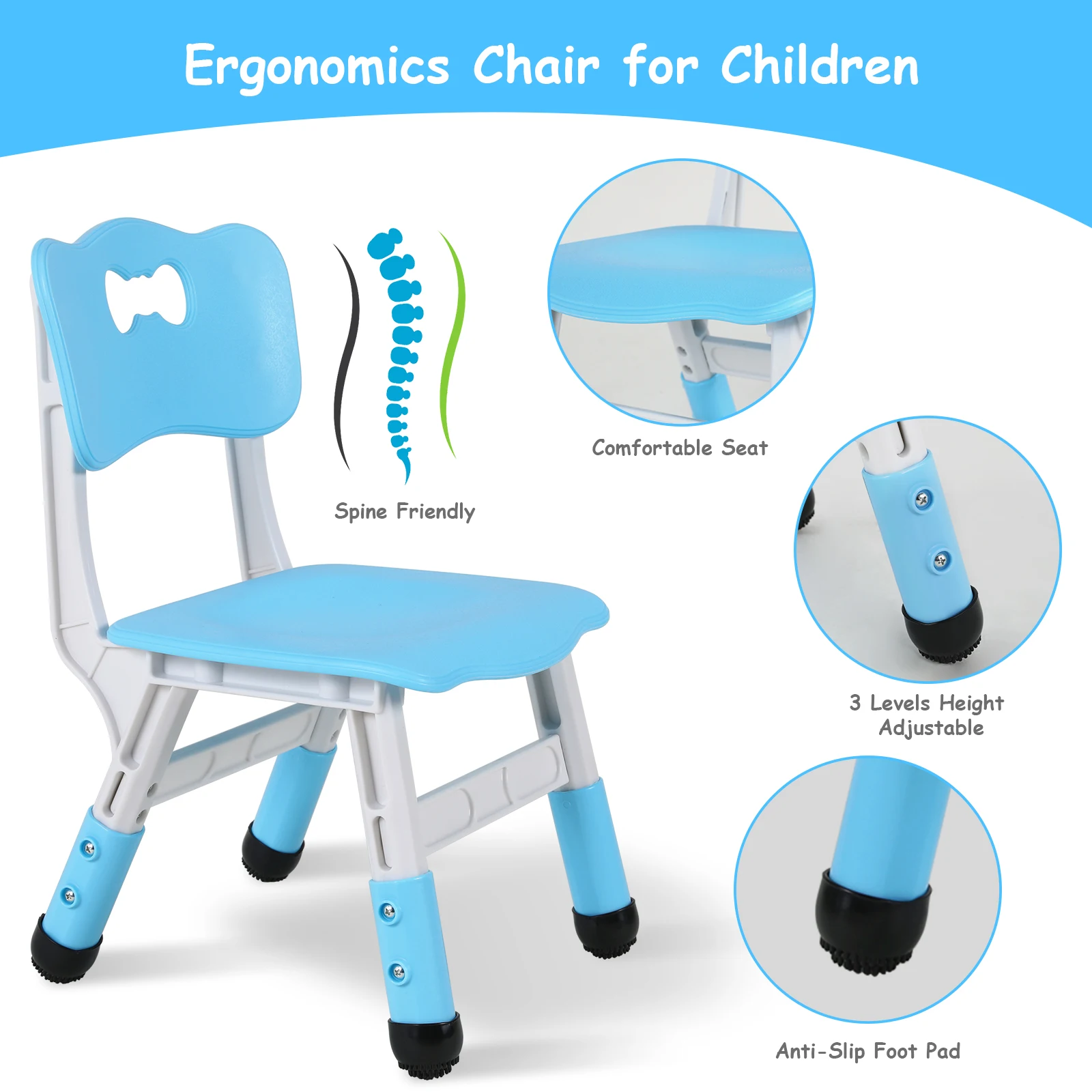 AOOU Kids Table and 4 Chairs Set, Height Adjustable Toddler Study Table Set, Multi-Activity Art Table Graffiti Desktop Age 2-10