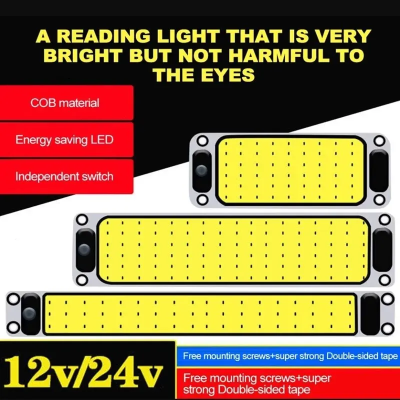 Led 12-24v leitura do carro led noite luz de tira interior lâmpada do teto com interruptor liga/desliga para van caminhão campista barco
