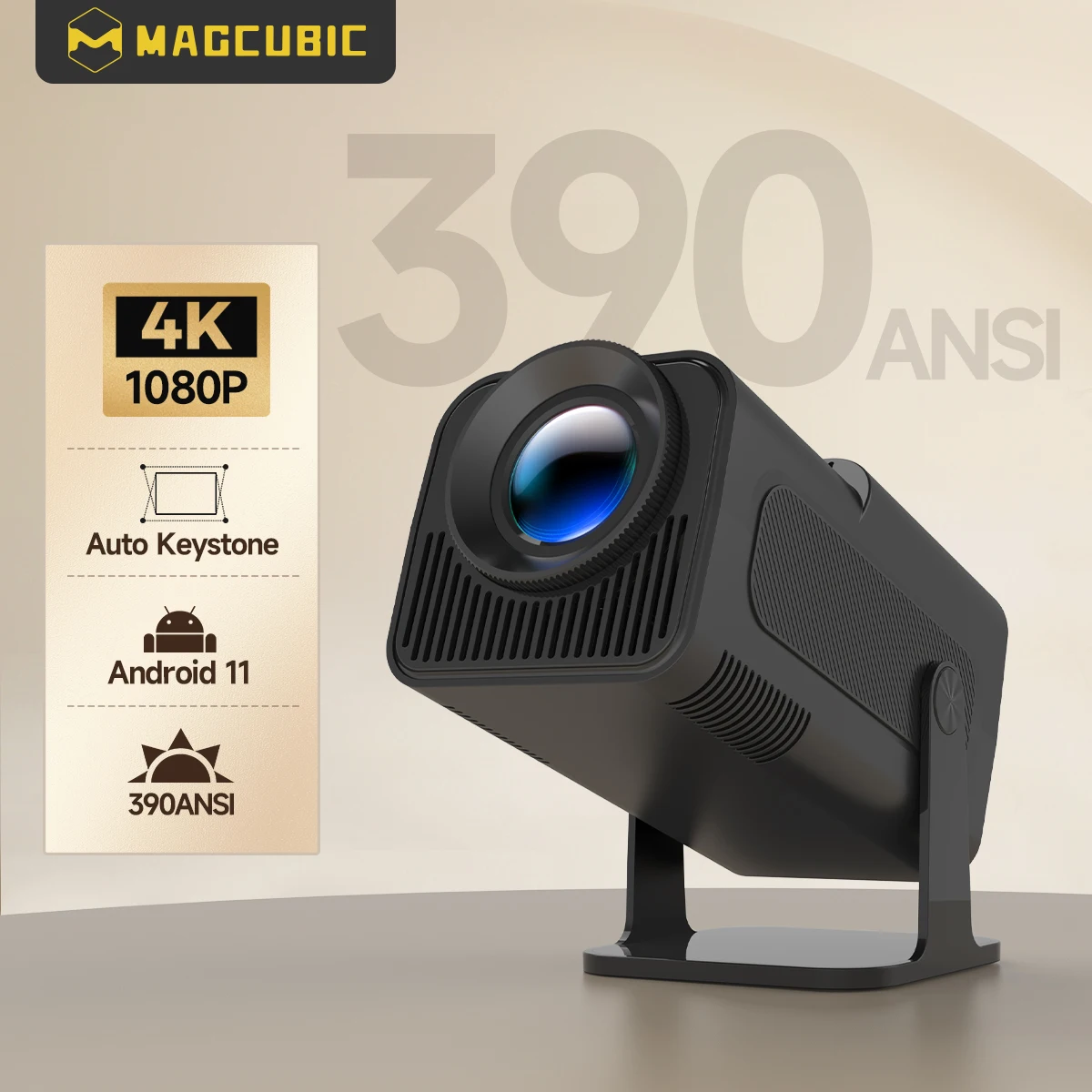 Magcubic HY320 Android11 4K HD Projetor WiFi6 Allwinner H713 390ANSI BT5.0 1920*1080P Projetor portátil externo atualizado HY300