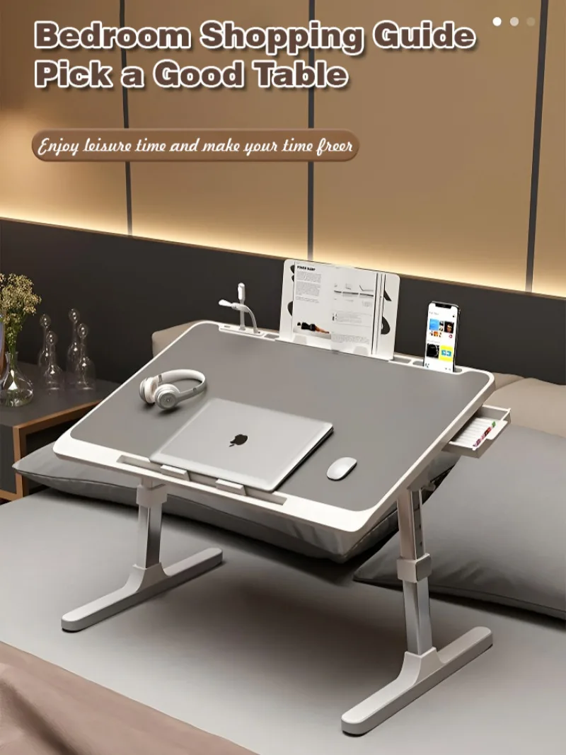 Portable folding computer desk Student dormitory Lifting bed table Household Multifunctional Adjustable Laptop desk with Drawer