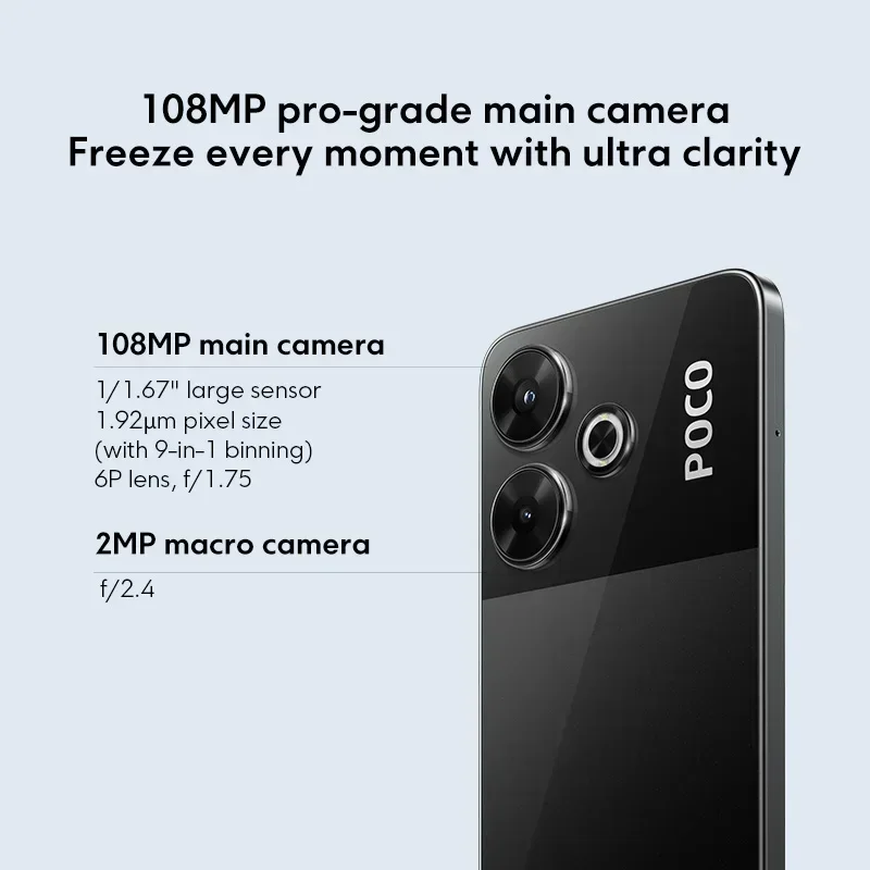 Versión Global POCO M6 4G Smartphone cámara de 108MP Helio G91 Ultra pantalla de 6,79 "90Hz batería de 5030mAh carga rápida de 33W