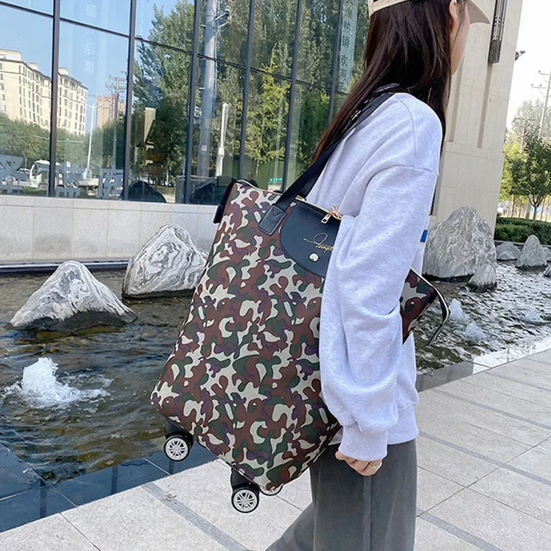 Faltbare Einkaufstaschen, Reise-Roll-Zugwagen, Trolly-Tasche mit Rädern, wiederverwendbarer Einkaufswagen, Lebensmittel-Organizer, Gemüsetasche