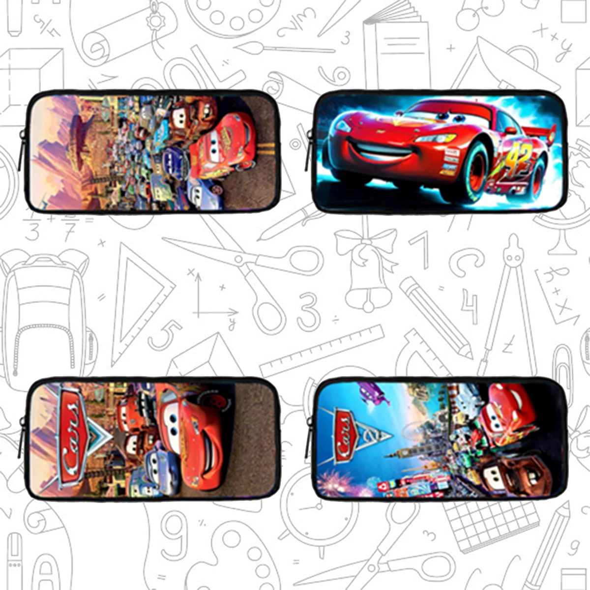 Bolsas de lápices escolares Disney para niños, bolsas de lápices escolares para niños con coches de dibujos animados para niños y niñas, estuche de lápices grande y simple para niños