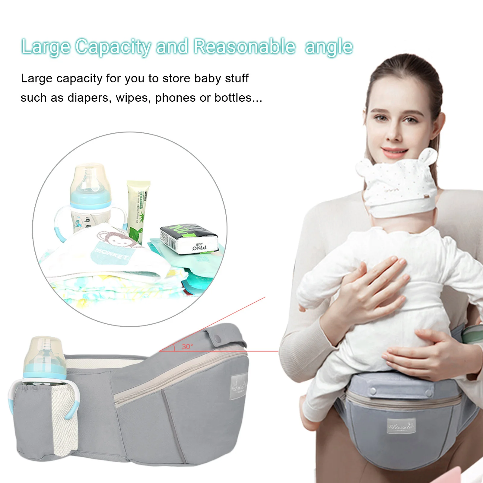 Mochila ergonômica canguru Baby Carrier, Viagem Hipseat, Frente Enfrentando, Envoltório Sling