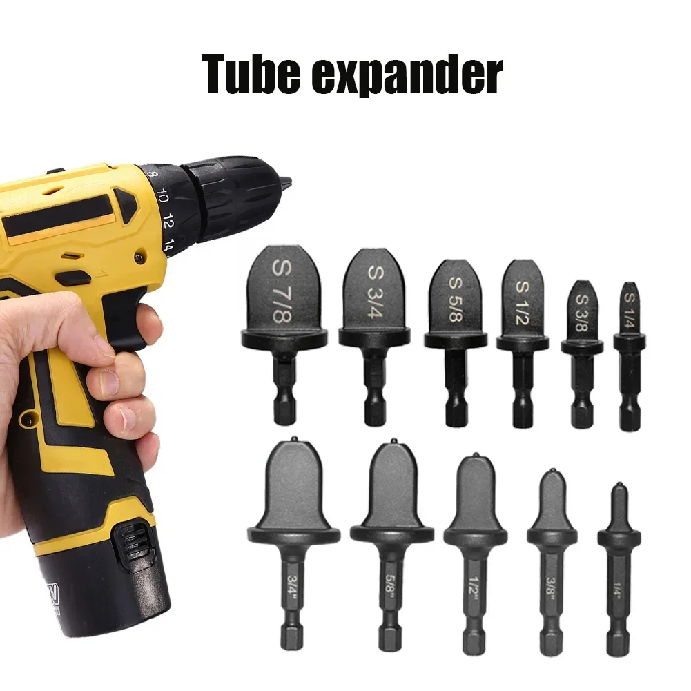 Tube Pipe Expander Copper Tube Hex Shank Pipe Expander for Air Conditione Swaging Pipe Flaring Takeover Repair Tool 5/6/11PCS