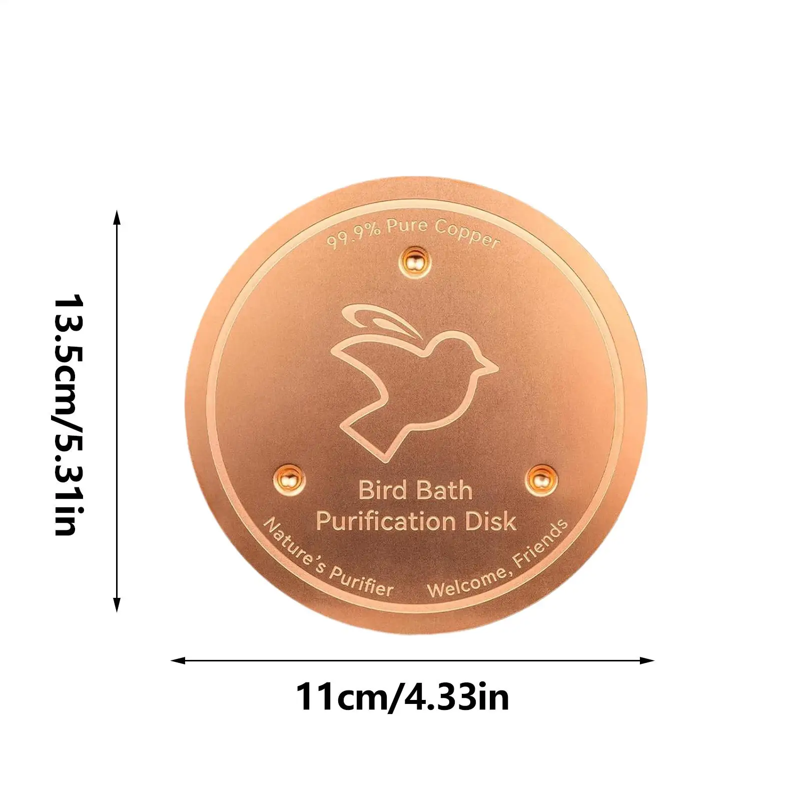 Universal Bird Bath Copper Disk With 3 Point Support Bird Bath Purification Plate For Outdoor Bird Bath Tubs And Feeder Bowls