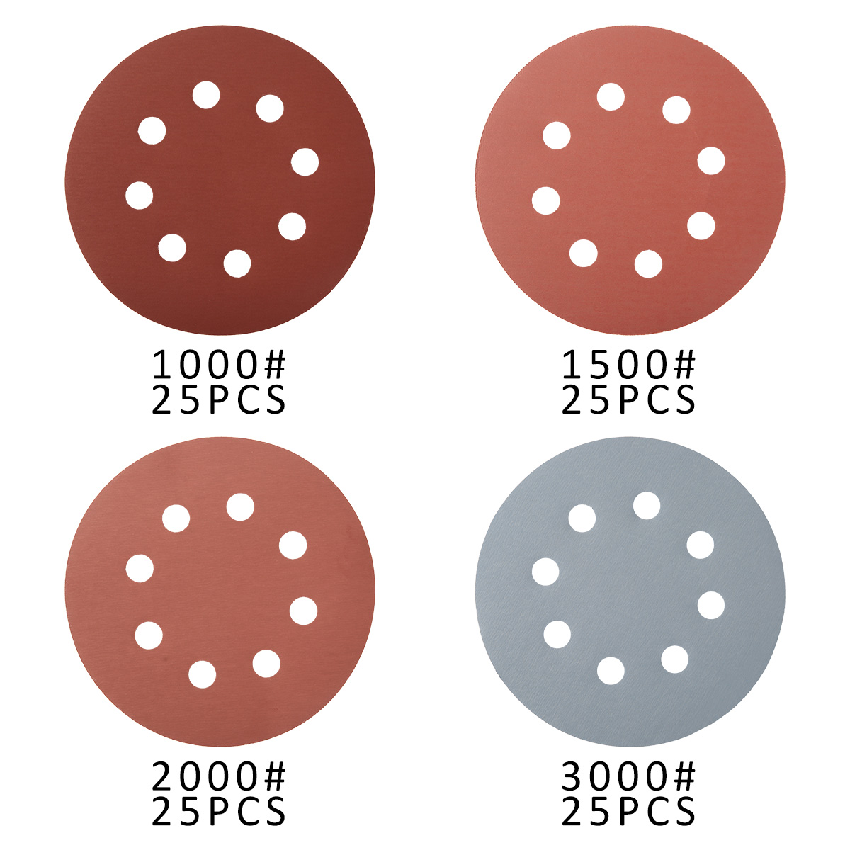 100 sztuk 125mm papier ścierny okrągły kształt tarcze szlifierskie haczyk pętla papier ścierny arkusz polerski papier ścierny 8 otworów szlifierka nakładka polerska
