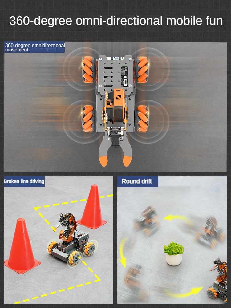 Masterpi vision ai roboter open source 4wd roboter auto roboterarm mit brett für himbeer pi 5/4g roboter diy kit programmier barer roboter