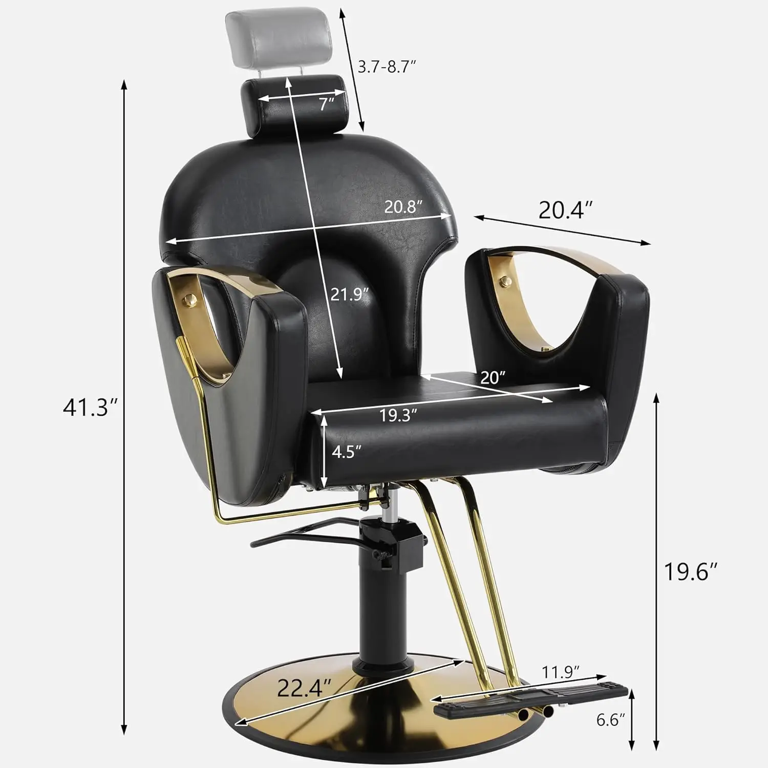 Hair Stylist, Height Adjustable Hydraulic Hair Reclining Salon Chair, 360 Degrees Rotation, Multi-Function Shampoo Chair for Sal