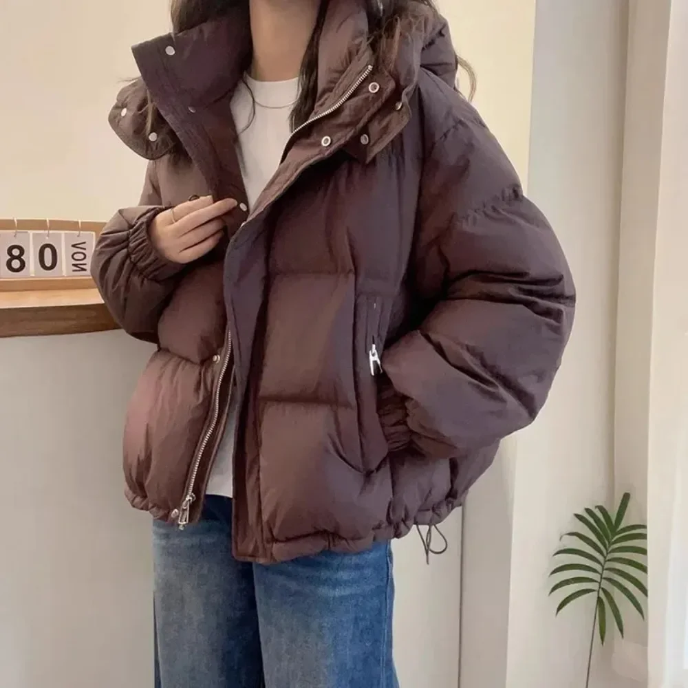 Veste Parkas à la mode coréenne pour femme, manteaux courts amples à capuche épais et chauds en coton rembourré, nouvelle collection automne-hiver 2024