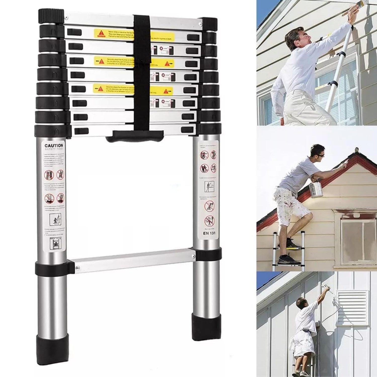 Escalera telescópica de 2,6 m de altura, escalera plegable, escalera plegable ligera, escalera telescópica portátil multifuncional