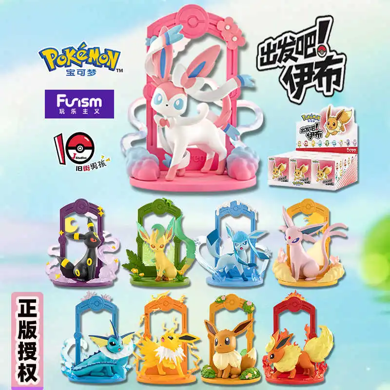 Pokemon genuino Eeveeornament Vaporon Flareon Espeon Umbreon Leafeon Glacion Sylveon Jolteon caja ciega regalo de figura de acción