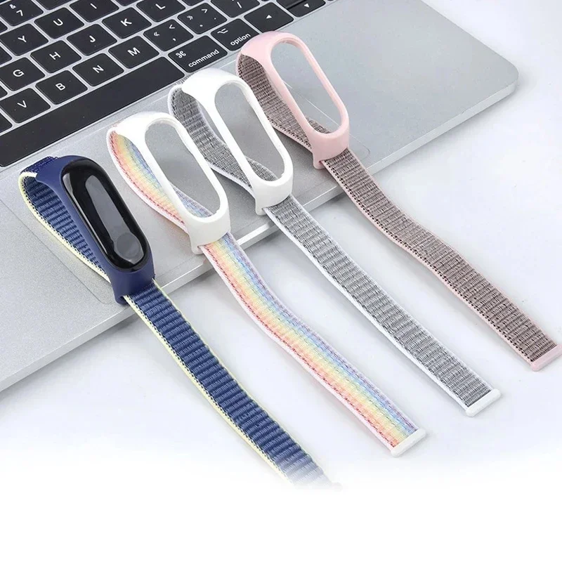 สายรัดไนลอนสำหรับ Xiaomi Mi band 8 7 6 5 4 3สร้อยข้อมือสมาร์ทวอทช์สายรัดข้อมือสำรองกีฬา pulsera watchband miband 8 NFC