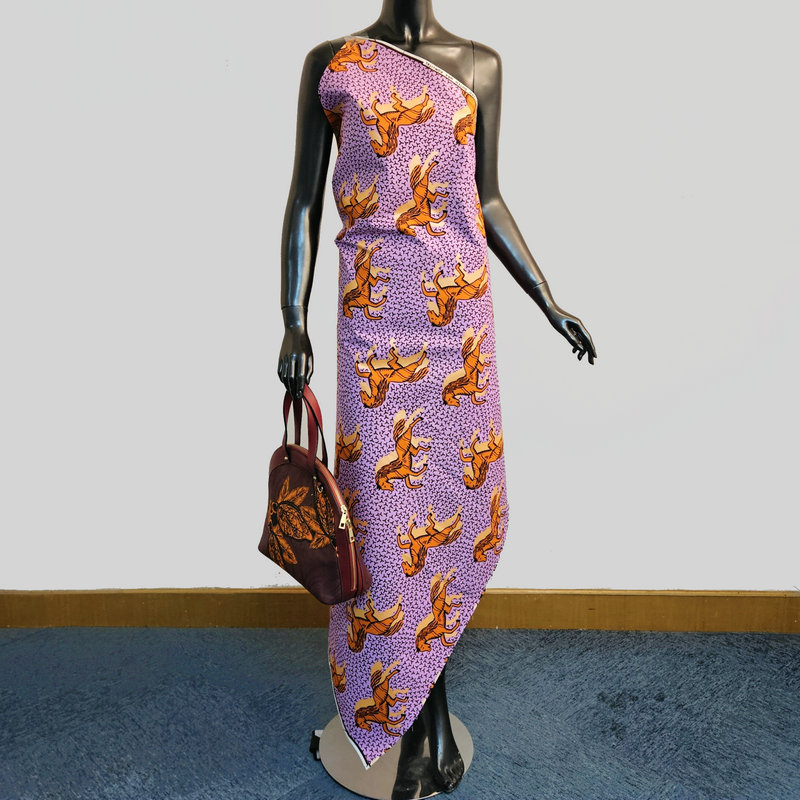 Tecido estampado de cera de algodão africano, tecido batik, impressão com pó de pérola, design popular clássico, 6 jardas por peça