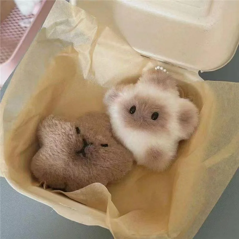카툰 스퀴즈 카피바라 플러시 키체인 귀여운 플러시 인형 부드러운 샤메이즈 캣 키링 장난감 키링 삑삑이 카피바라 인형 어린이용