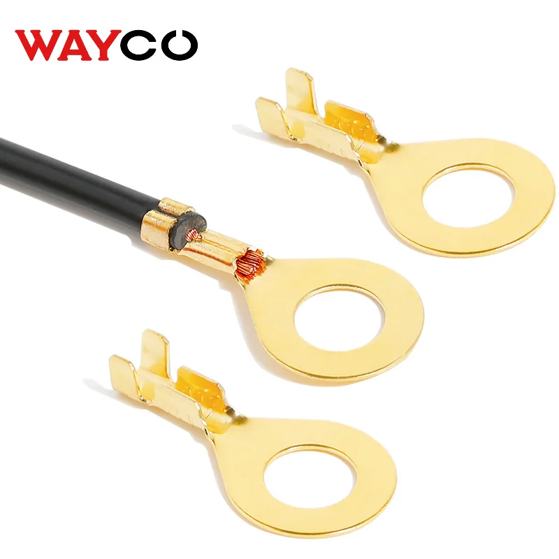 100 Cái/lốc M3 M4 M5 M6 M8 M10 Điện Dây Kết Nối Dây Ổ Vòng Đầu Vàng Đồng/Bạc Không cách Nhiệt Lọn Uốn Termin