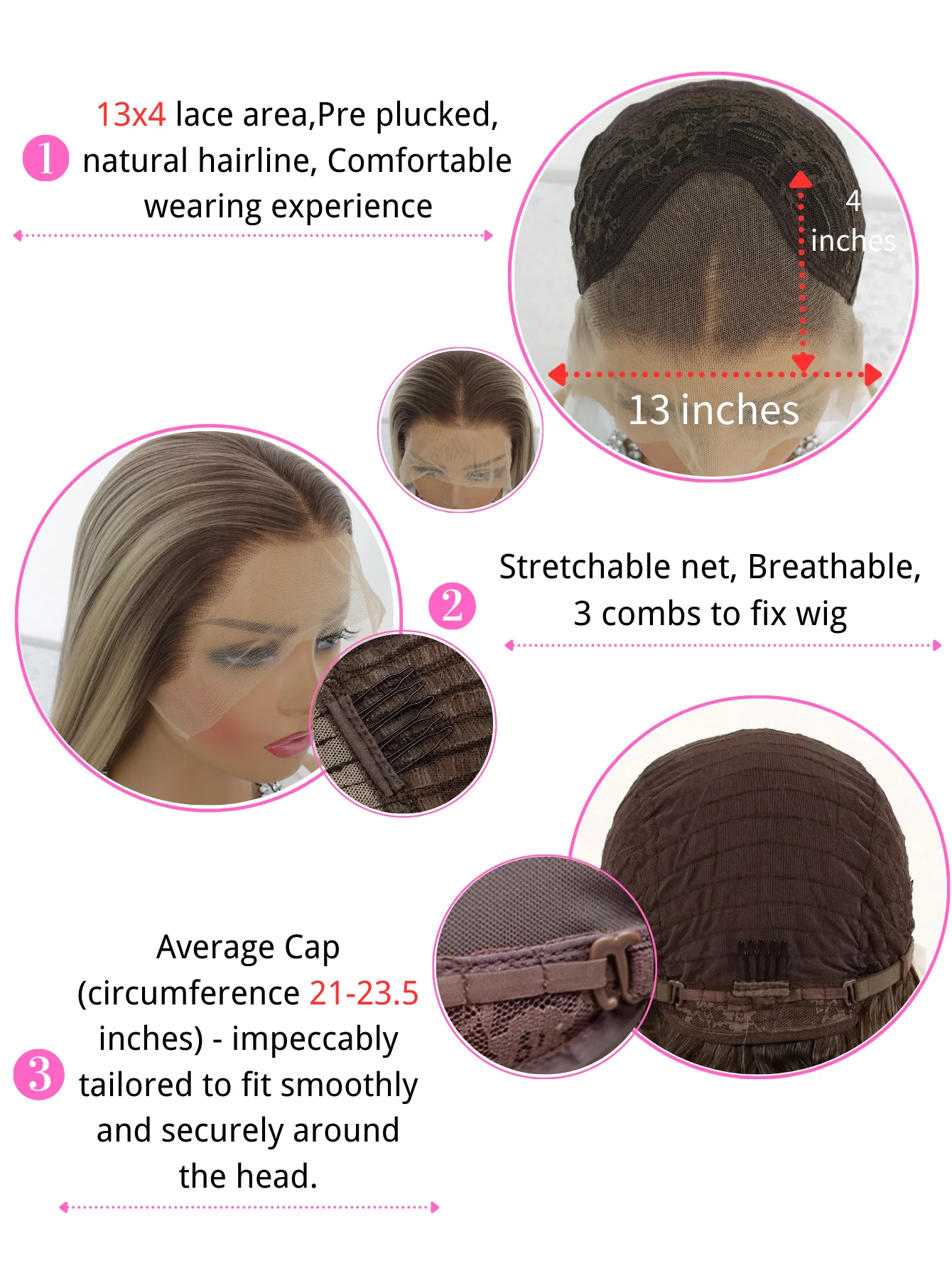 Highlight Bruine Synthetische Kant Pruiken Voor Vrouwen 13X4 Lace Front Pruik Pre Geplukt 24 Inch Rechte Kant Frontale Pruiken Blonde Dagelijks