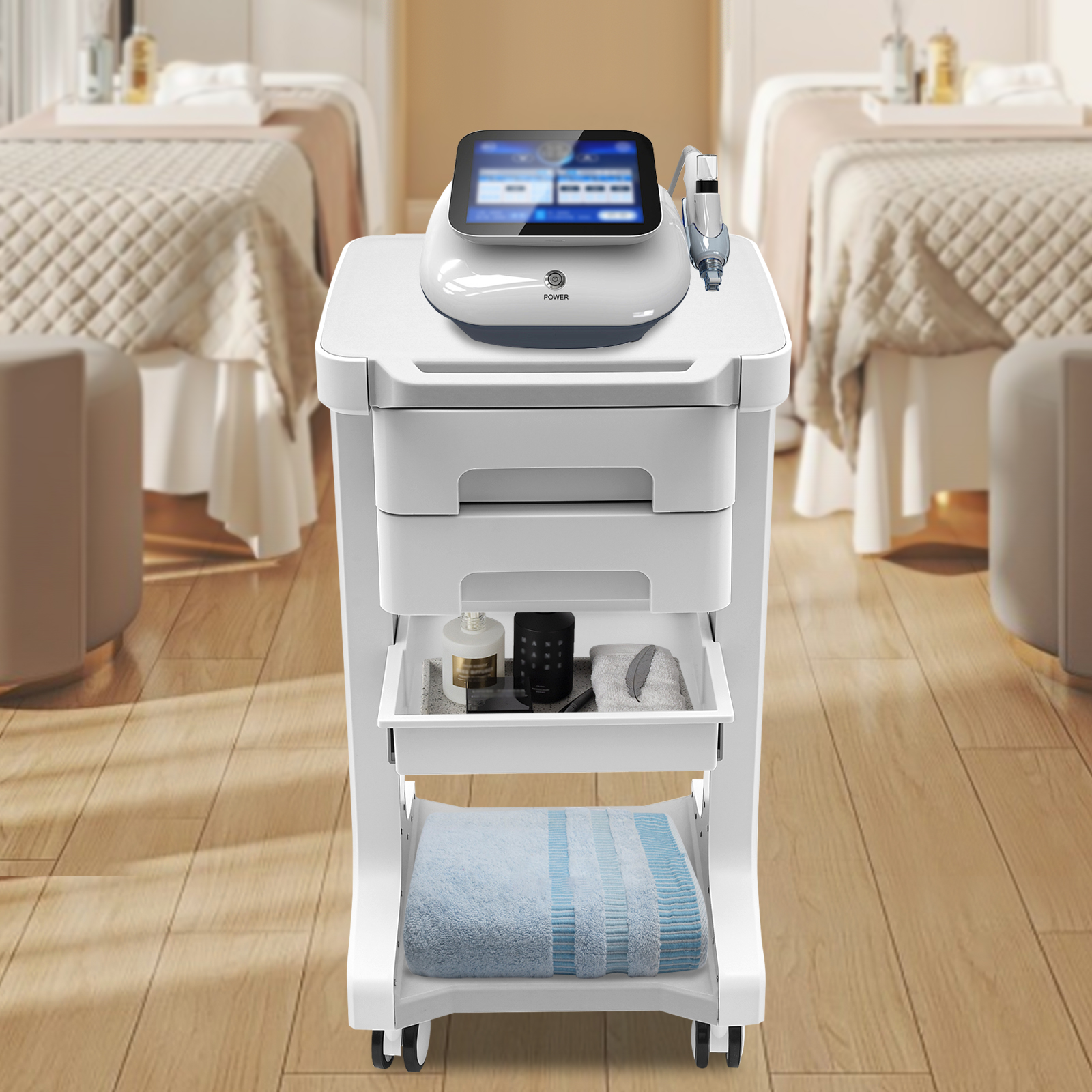 3 Tiers Beauty Instrument Cart Salon Trolley SPA Storage Equipment Machine Organizer Stand with Wheels