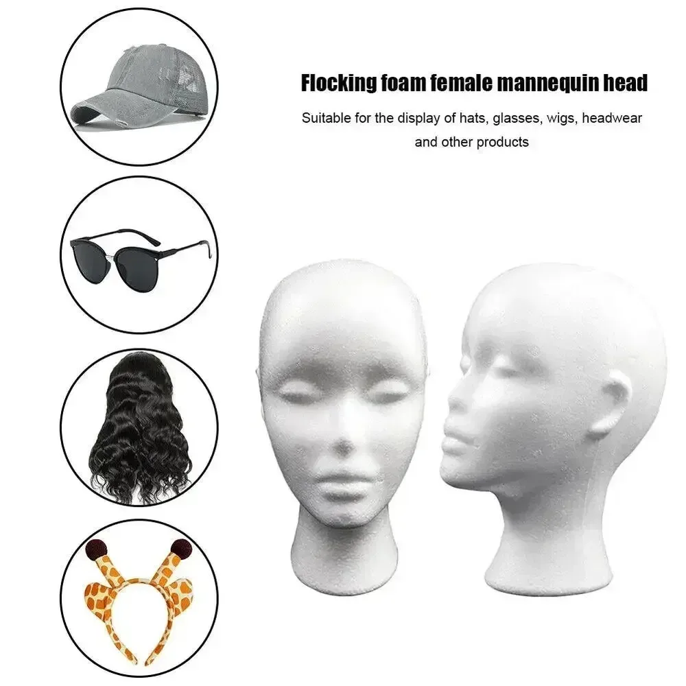 Mannequin head model foam wig hair glasses display can be used for wig placement, display, etc., white