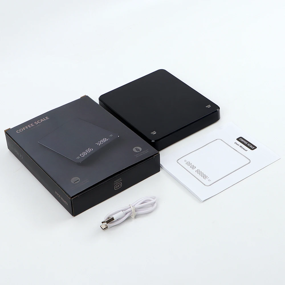 3kg/0.1g LCD Display Coffee Scales 250mAh Oz/ml/g Balance With Timing High Accuracy Heat Resistance 135 ℃ Weight Measurement