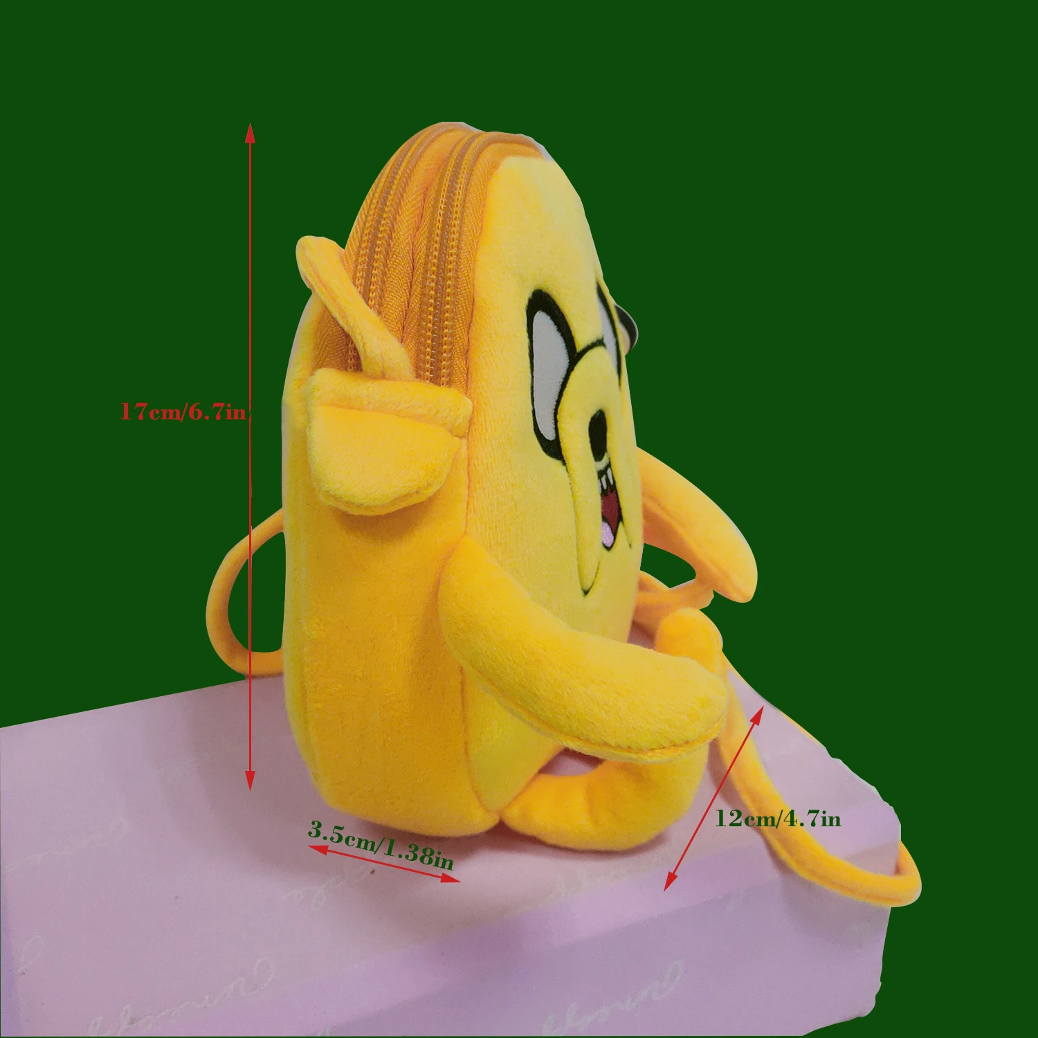 Brinquedos adventure time de pelúcia, bolsa de ombro com desenhos animados, jake finn beore, animal de pelúcia macio, estofado com dois zíper, brinquedo plush, jake o cachorro