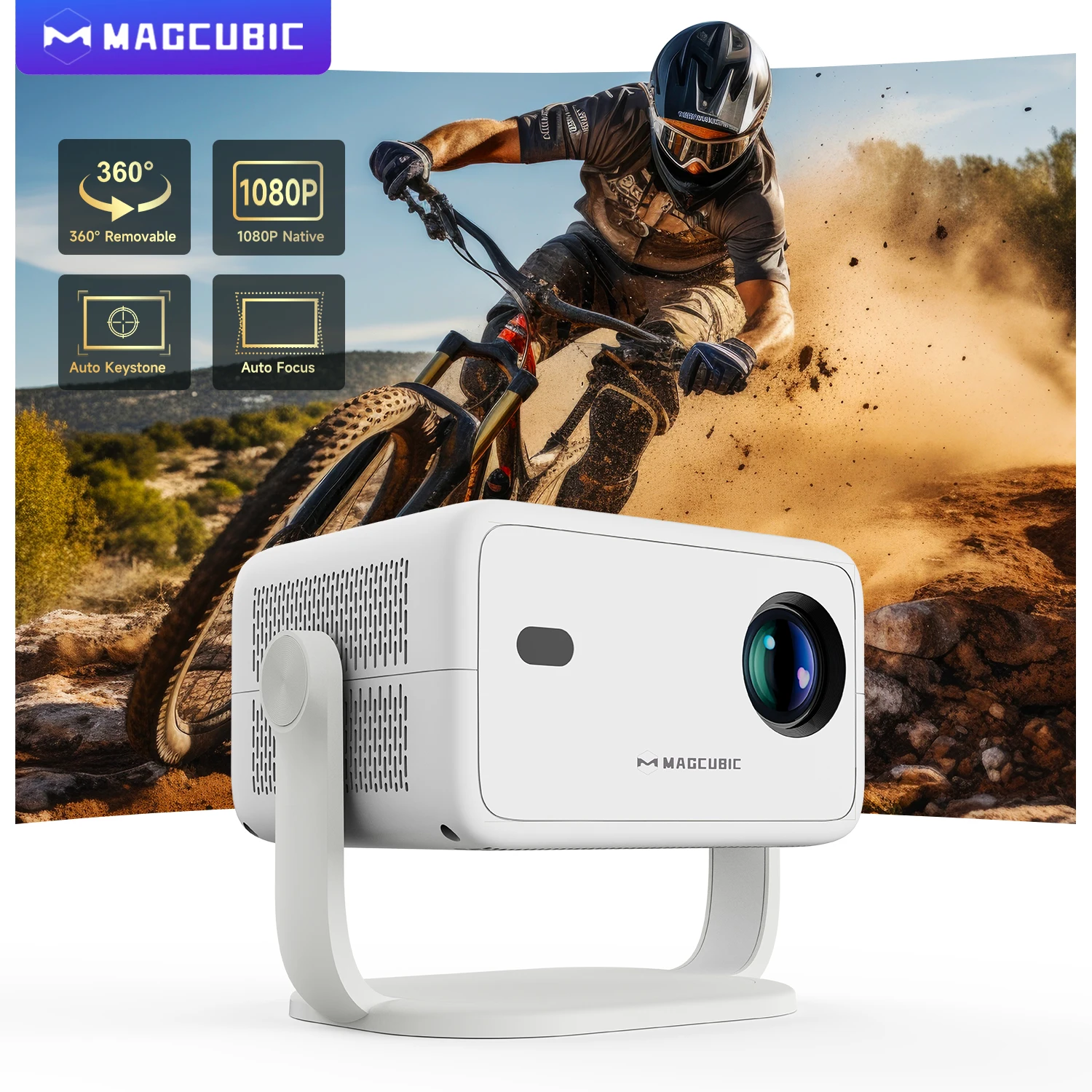 Proyector Magcubic Native 1080P 650ANSI 4K Android11 L018 con enfoque de corrección Keystone automática Wifi6 BT5.2 película portátil al aire libre