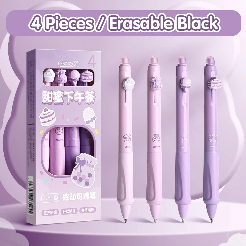 Neutral erasable pen, cartoon case, Moyi button pen, vertical position thermal draft, high aesthetic value press protection