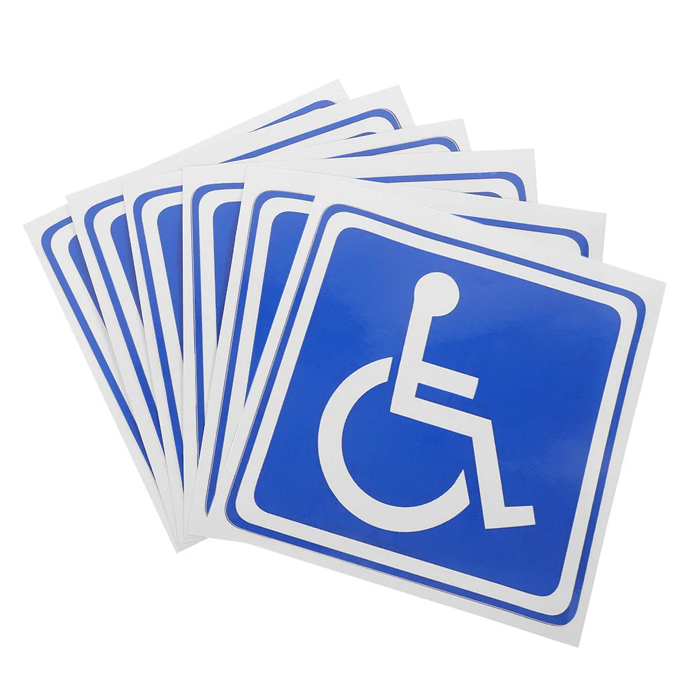 6-teilige Aufkleber mit Rollstuhl-Symbol für Behinderte, Parkschilder, Behinderte, Anhänger, Autofensterdekorationen, Verkehrssignal, Verkehrssicherheit
