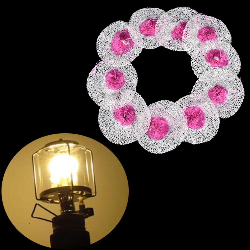 Manto de linterna de Gas para acampar, malla de gasa, herramientas seguras no radiactivas para exteriores, manto de lámpara de luz no perforante, 10 Uds.