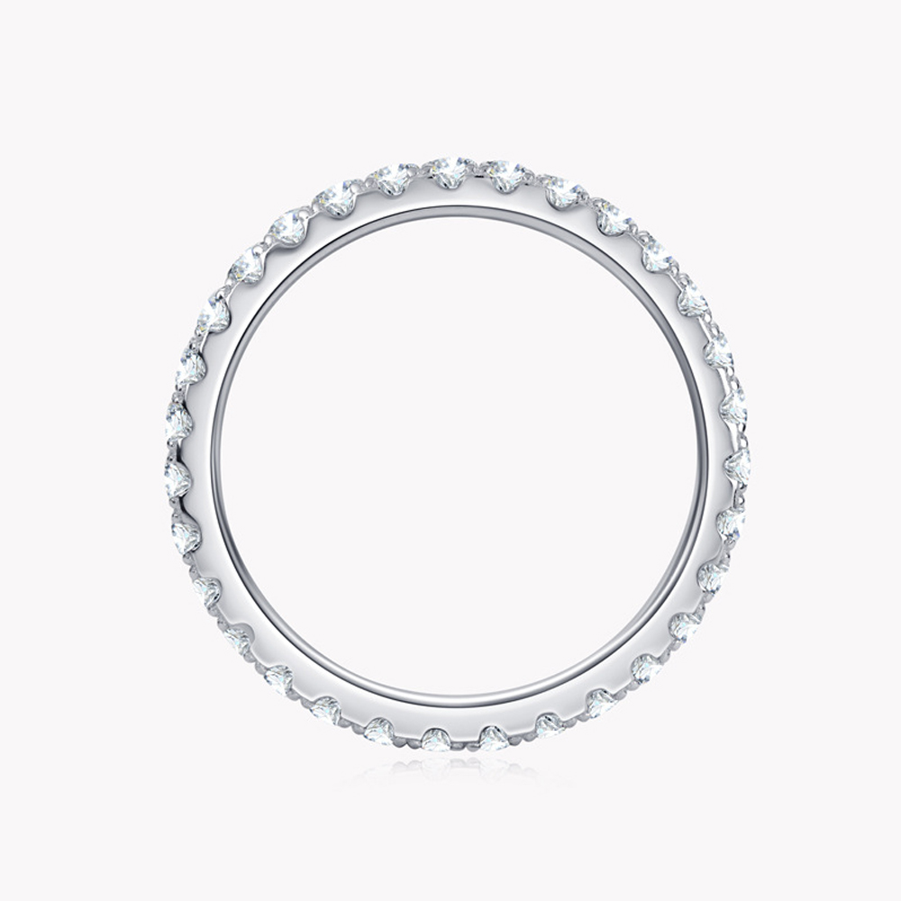 KNOBSPIN-Anillo de moissanita para mujer, de Ley 925 Sortija de plata, oro blanco sólido de 18k, banda Eternity, anillos de compromiso de boda, 2mm, Color D