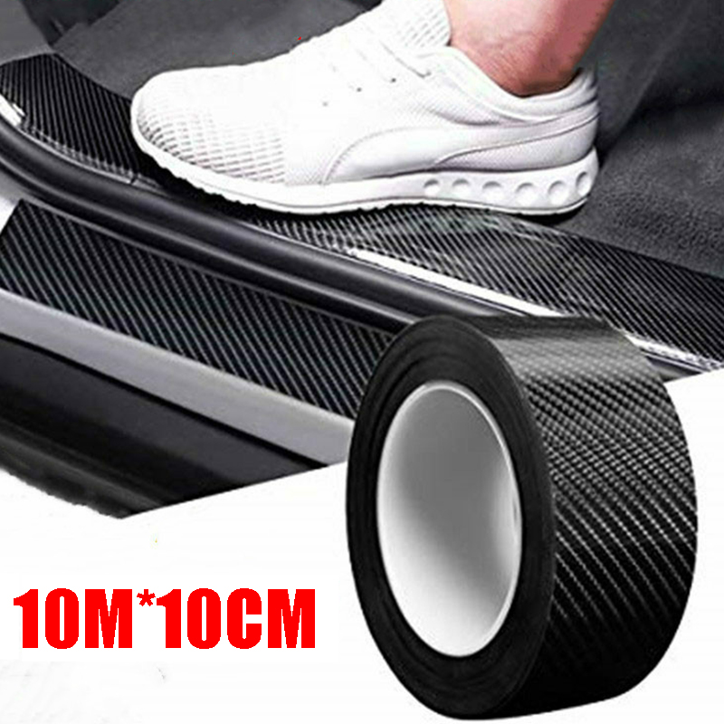Pegatina 3D de fibra de carbono para coche, tira protectora de pasta DIY, alféizar de puerta de coche, espejo lateral, cinta antiarañazos, película protectora impermeable, 10/5M