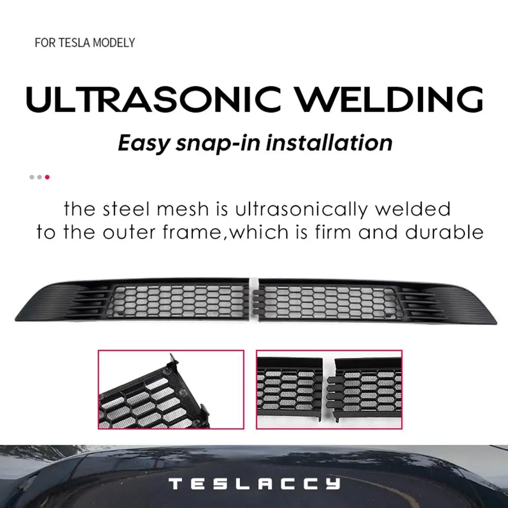 Front Grill Guard Grilleแทรกตาข่ายสําหรับTeslaรุ่นY 2024 2023 2022 2021 Air Inlet Ventฝาครอบกันชนตารางกรองอุปกรณ์เสริม