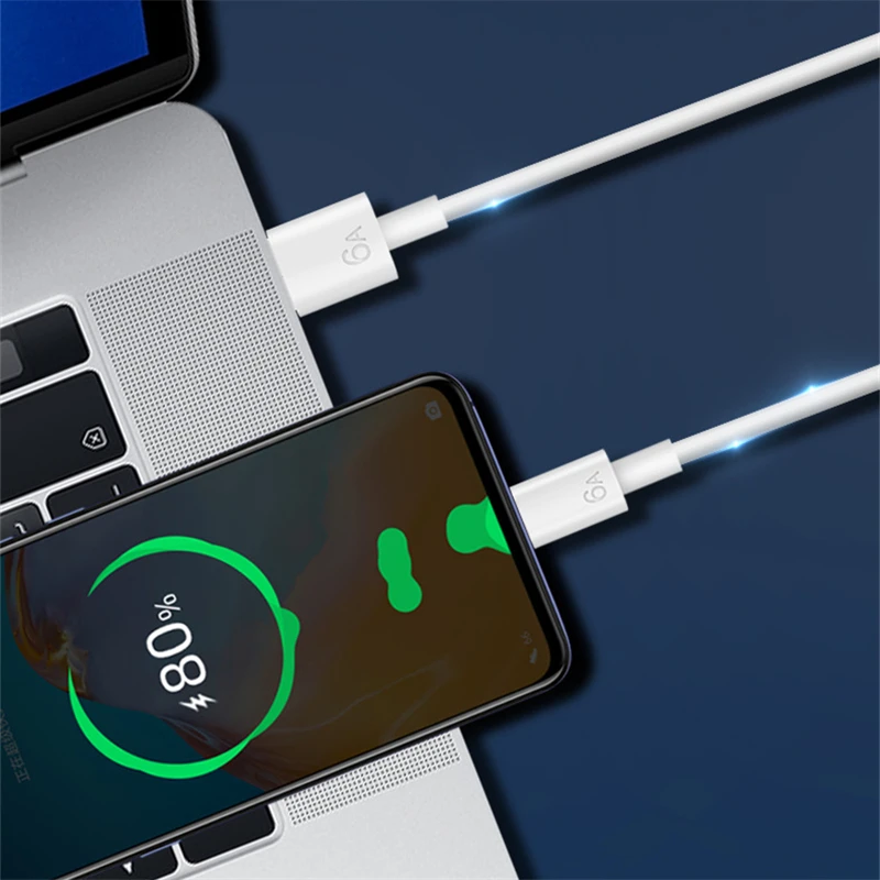 Супербыстрый зарядный кабель USB Type-C 6A для Huawei Honor Xiaomi Redmi OPPO VIVO realme iQOO, быстрое зарядное устройство для телефонов Android, кабель 2 м