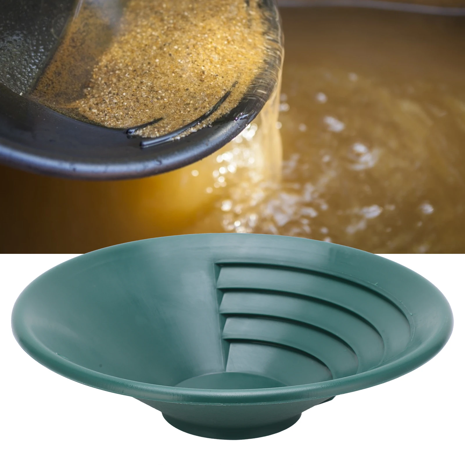 Sartén panorámica de oro de 260mm, clasificador de tamizado de oro ABS, bandeja de tamiz de lavado, accesorio, sartén de oro verde, herramienta de panorámica de oro, clasificador de oro