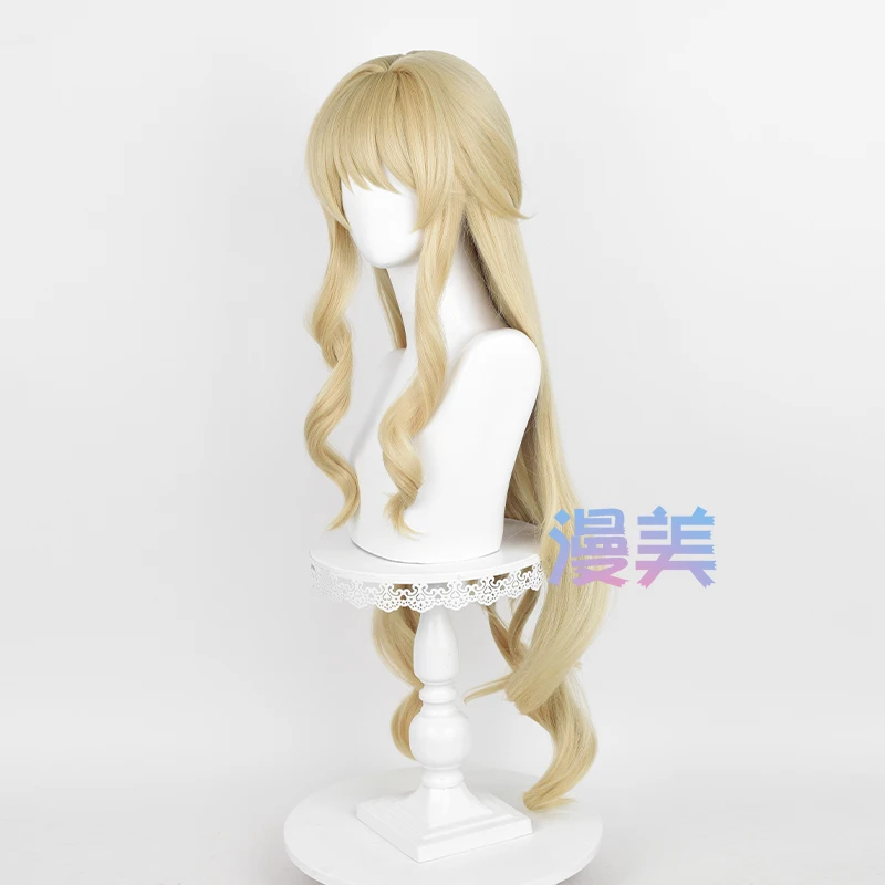 フォンテーヌ ナヴィア コスプレウィッグ 95 センチメートルリネンゴールドウェーブヘア耐熱合成頭皮ウィッグ