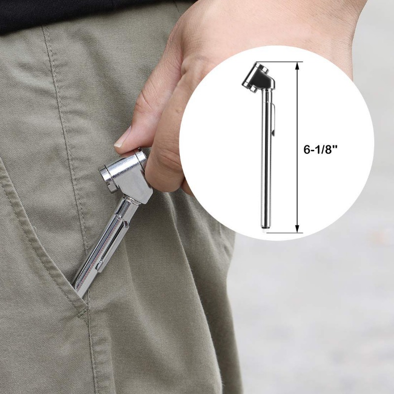 Medidor de pressão de pneu de lápis, medidor de ar de cabeça dupla de 10-120 PSI, verificador de serviço de roda de mandril duplo mecânico preciso