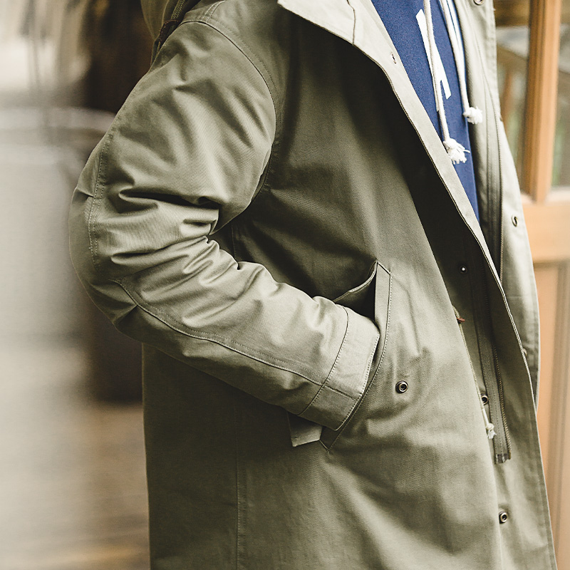 Maden-abrigo de algodón con cola de pez para hombre, M-51 con capucha gruesa, Parka de terciopelo, cortavientos verde, gabardina para invierno y otoño