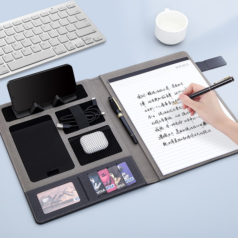 Multifunction A4 Leather Portfolio File Folder  Man Phone Document Holder Organizer Executive Briefcase Suitcase Business Office