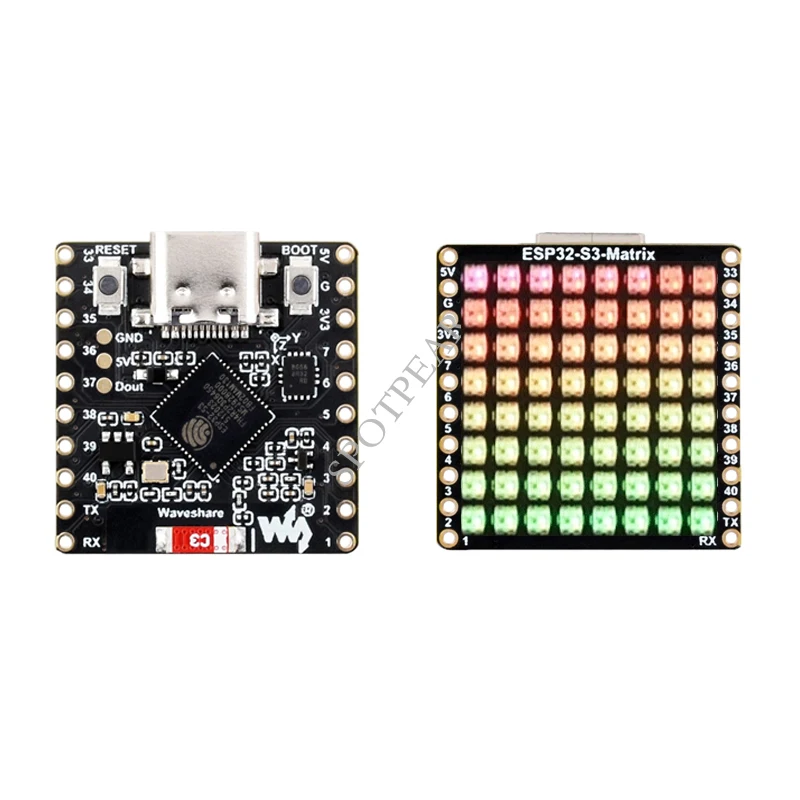 ESP32-S3 Matrix 8x8 RGB-LED-WiFi Bluetooth mit QST Attitude Gyro Sensor QMI8658C