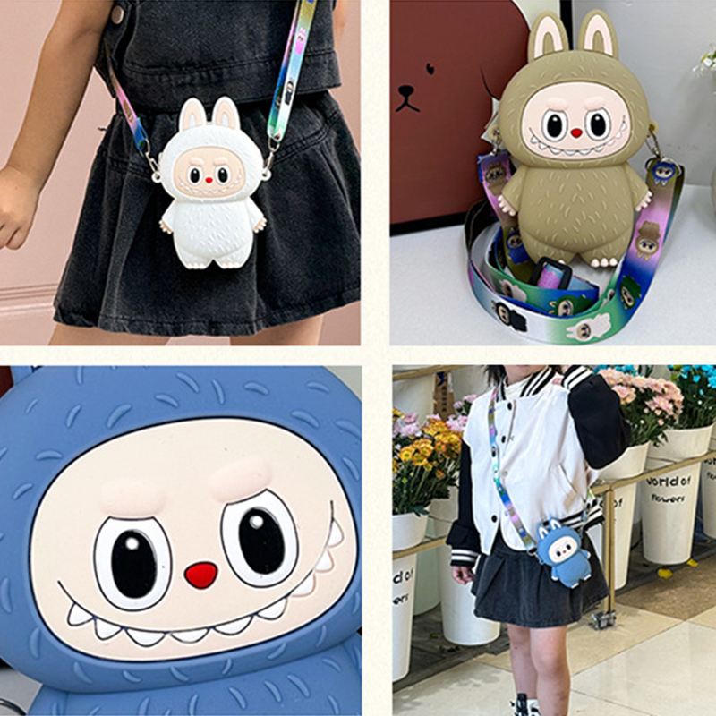 Kuromi Labubu Cartoon Silikontasche Geldbörse Kinderausflüge Umhängetaschen Zubehör Geburtstagsgeschenke Reisen tragbar