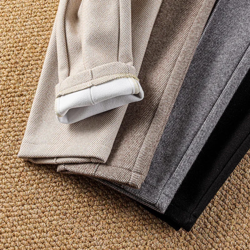 Lã espinha de peixe harem lápis cintura alta moda coreana calças femininas casuais senhora do escritório calças terno grosso para mulher