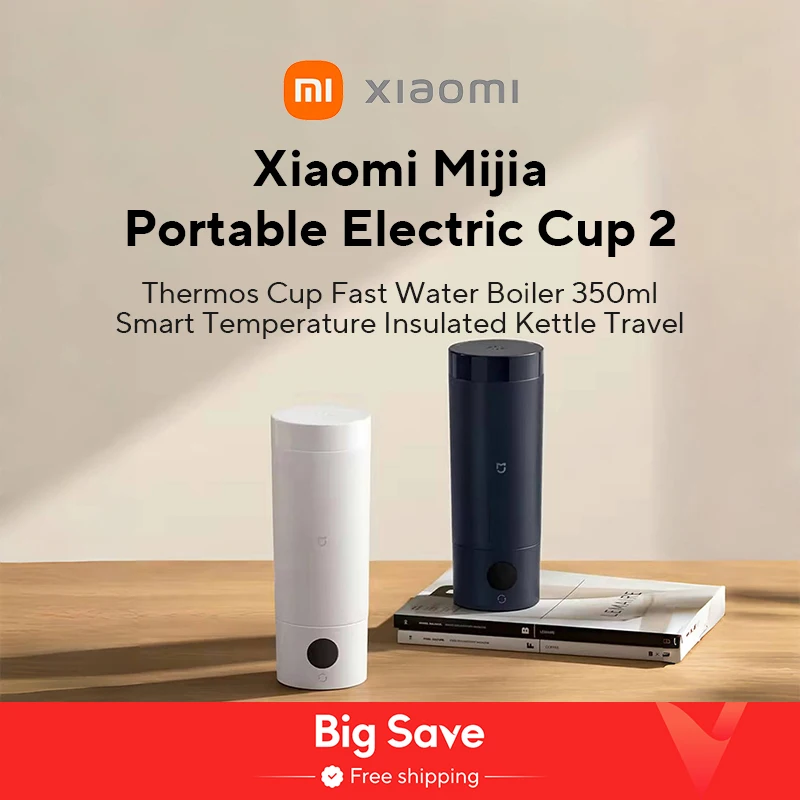 Xiaomi-Mijiaポータブル電気ケトル,サーモカップ2個,高速水ボイラー,スマート温度,断熱,旅行用,新品,350ml, 2022