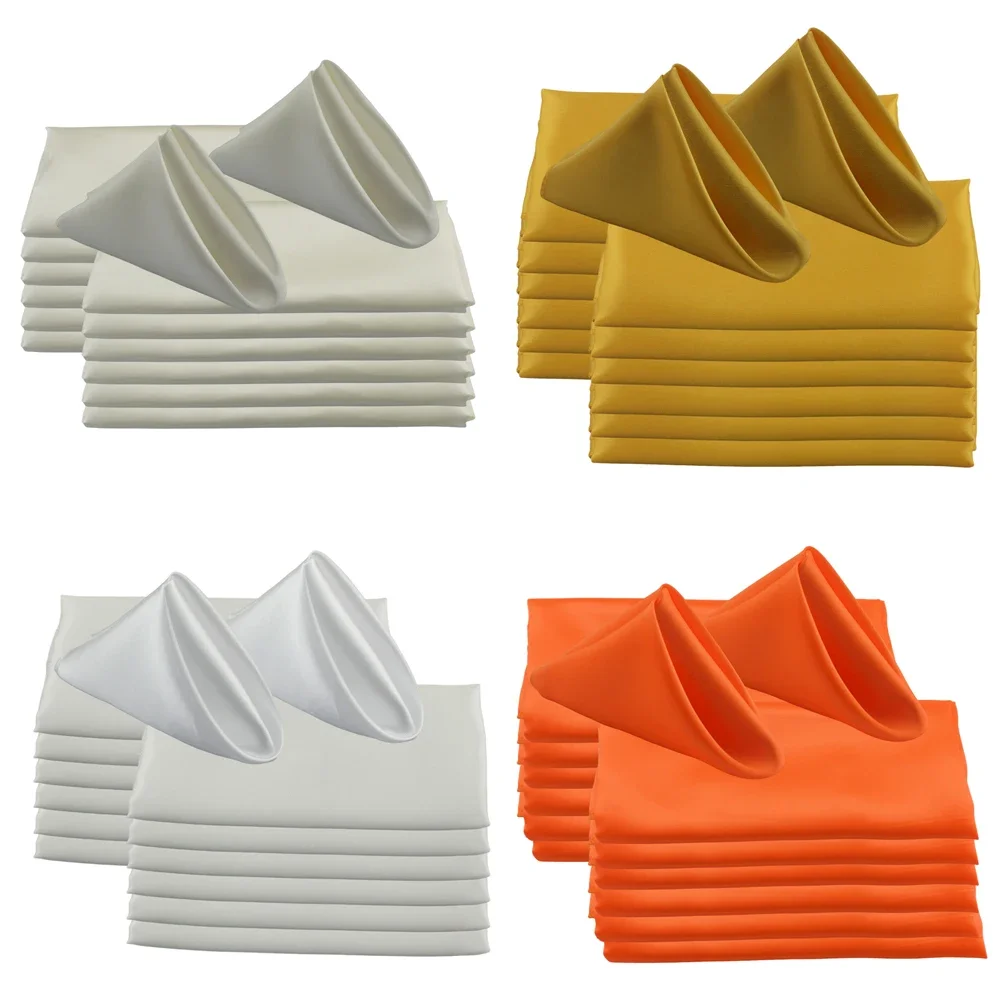 50pc Square 30x30cm Satin Elegant Satin Napkins Perfect For Wedding Graduation & Dinner Parties Restaurant Coffee/Cake Tea Towel