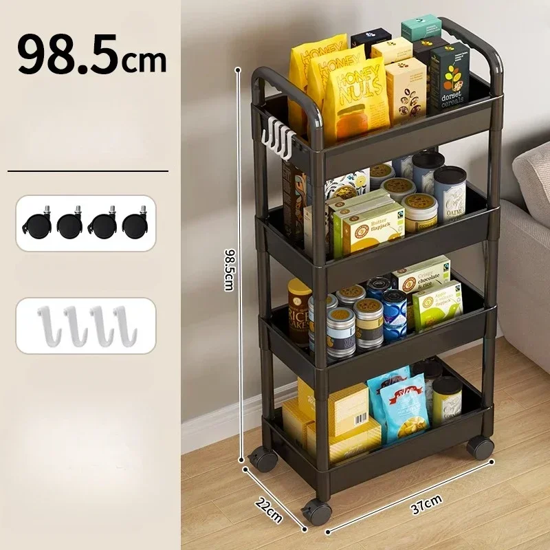 ครัวเรือน Multi-Layer รถเข็นขนาดเล็กชั้นเก็บจากพื้นห้องครัวห้องนอนห้องน้ํา Rack Storage Rack พร้อมล้อ