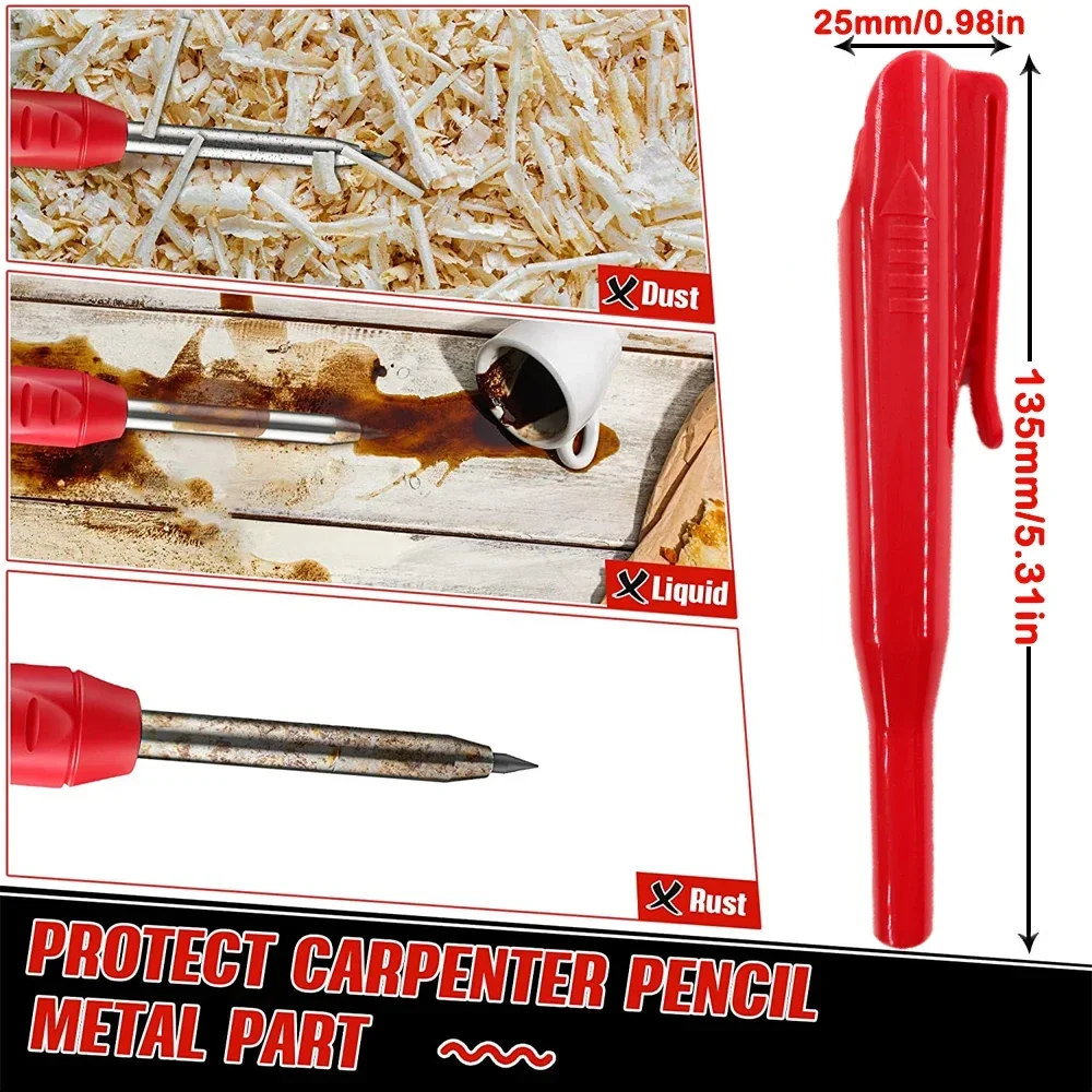 Juego de lápices de carpintero sólidos con recarga de plomo, herramientas de carpintería, lápiz mecánico, herramientas de trabajo de construcción, trazador de marcado de carpintería